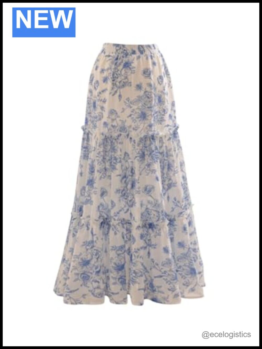Floral Tiered Layered Maxi Skirt High Rise Ruffled A-Line Boho